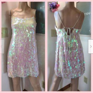 Free People Iridescent Sequin Mini Mermaid Dress Size 8 ✨️